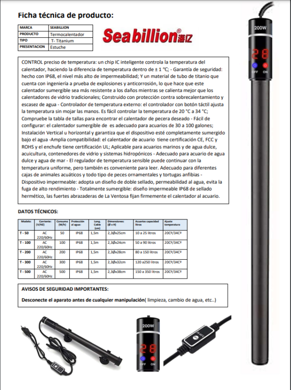 Calentador Titanio T500 - Imagen 2